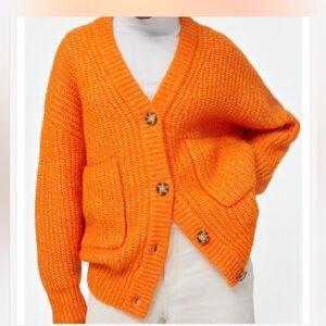 Zara Cozy Orange Knit Cardigan Sweater! Like new ! Is big and warm
